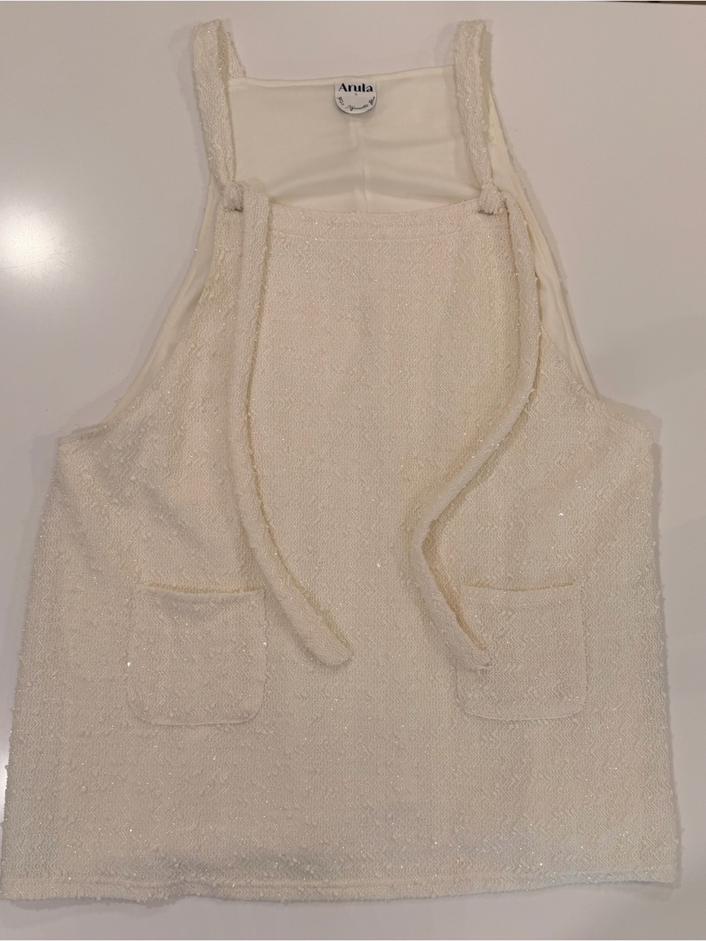 Arula Altar’d State Ivory Textured Bow Strap Mini Dress Size B